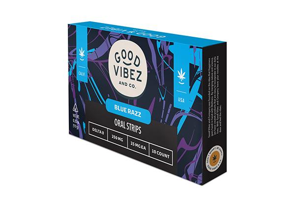 Front View of Blue Raspberry Delta 8 THC Sublinguals By Good Vibez